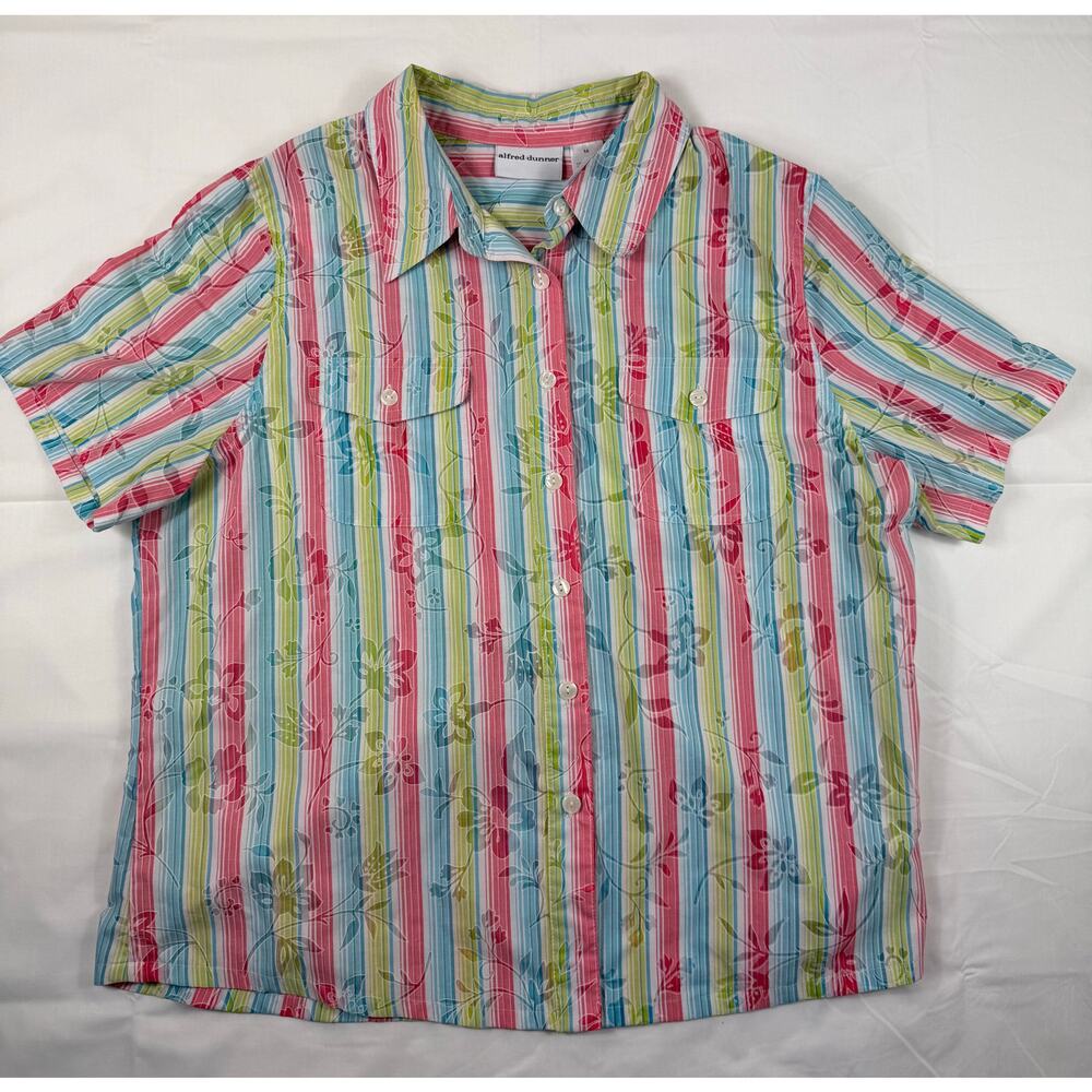 Alfred Dunner Women’s Multi-Color Floral Button-down Shirt - 14